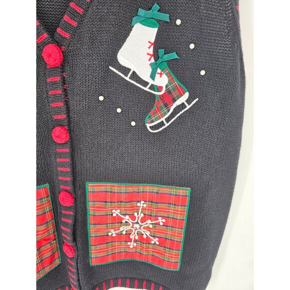 Holiday Editions Women's Black Christmas Holiday Sweater Vest Size XXL - Picture 3 of 6